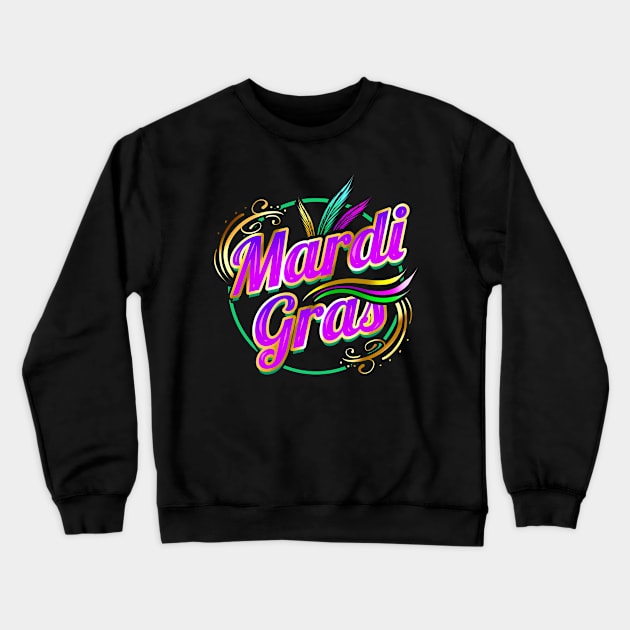 Lettering Logo For Mardi Gras Crewneck Sweatshirt by SinBle